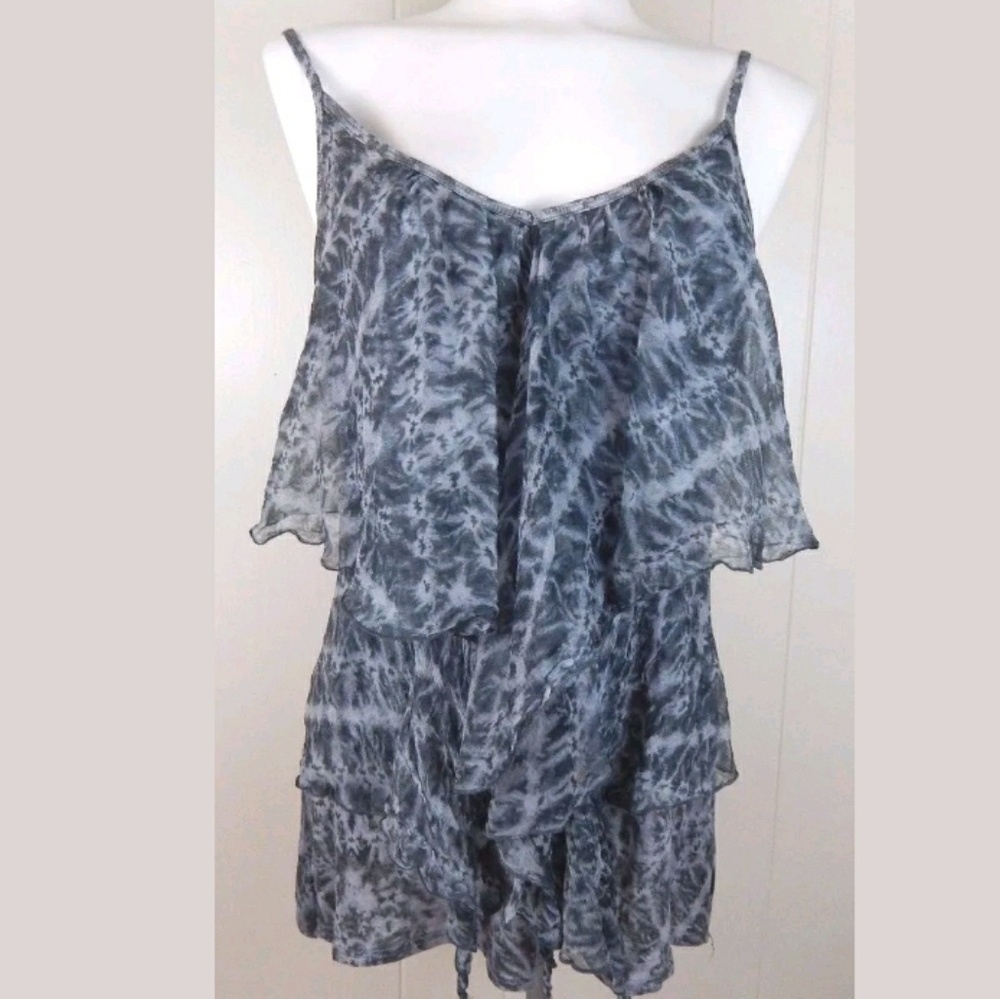 Bailey 44 Gray Tie Dye Ruffle Tank